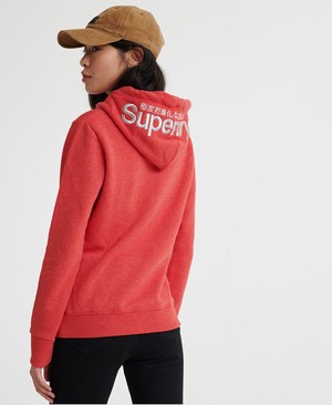 Superdry Modern Coral Label Hit Női Kapucnis Pulóver Korall/Titán | WIPSR8947